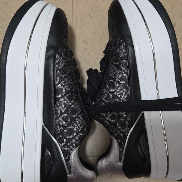 New Michael Kors Women's Black and Gray Platform Sneakers - Picture 6 of 8
